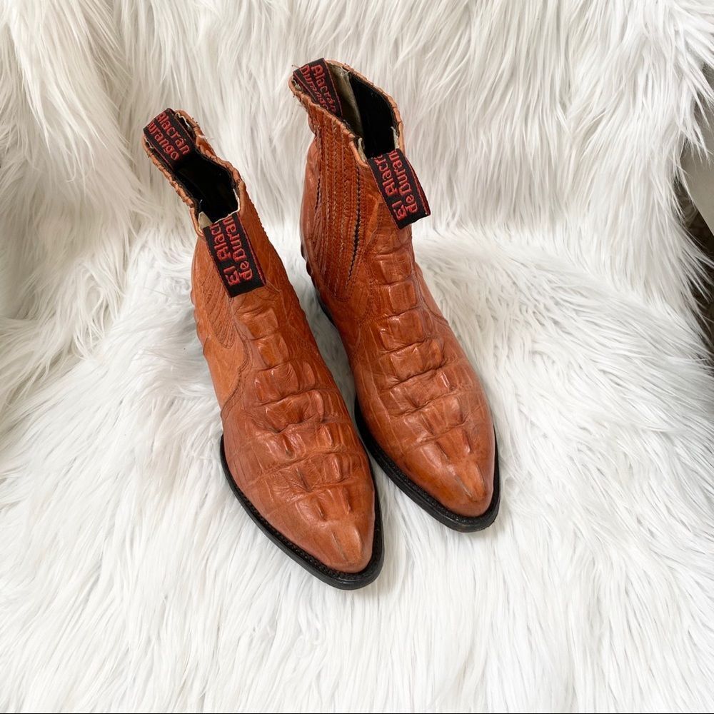 El Alacran De Durango western croco ankle boots 8